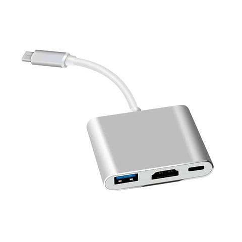 Silver USB3.1 Type-c to, （HD+USB3.0+PD）, Adapter Converter