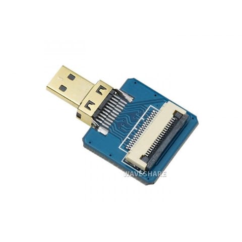 Waveshare Straight Micro HDMI-Male Plug to FFC 20PIN 0.5Pitch Female Adapter for DIY HDMI Cable